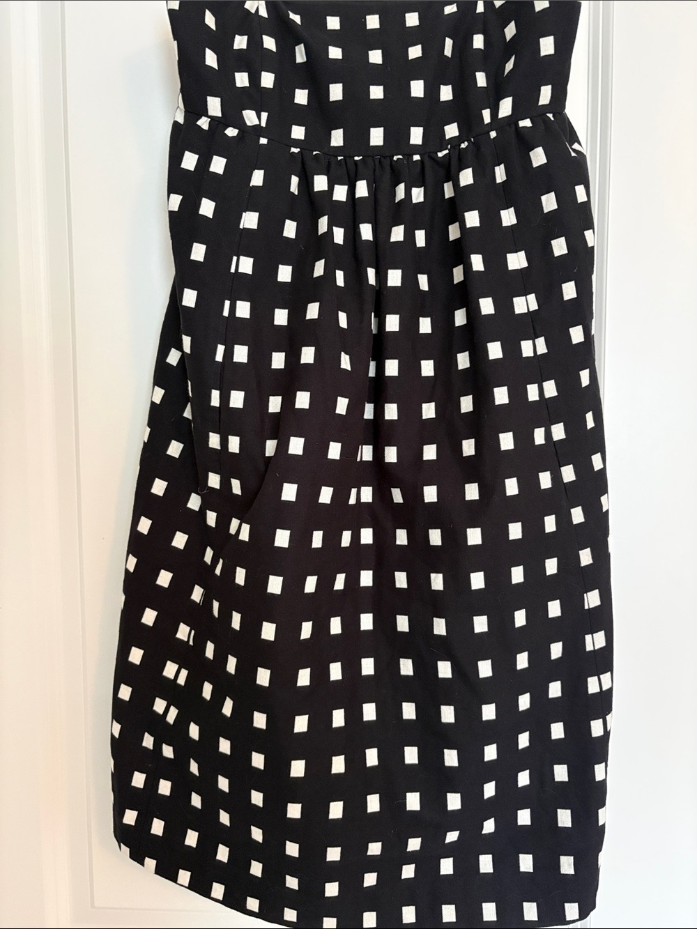 Tibi Black and White Square-Print Mini Dress